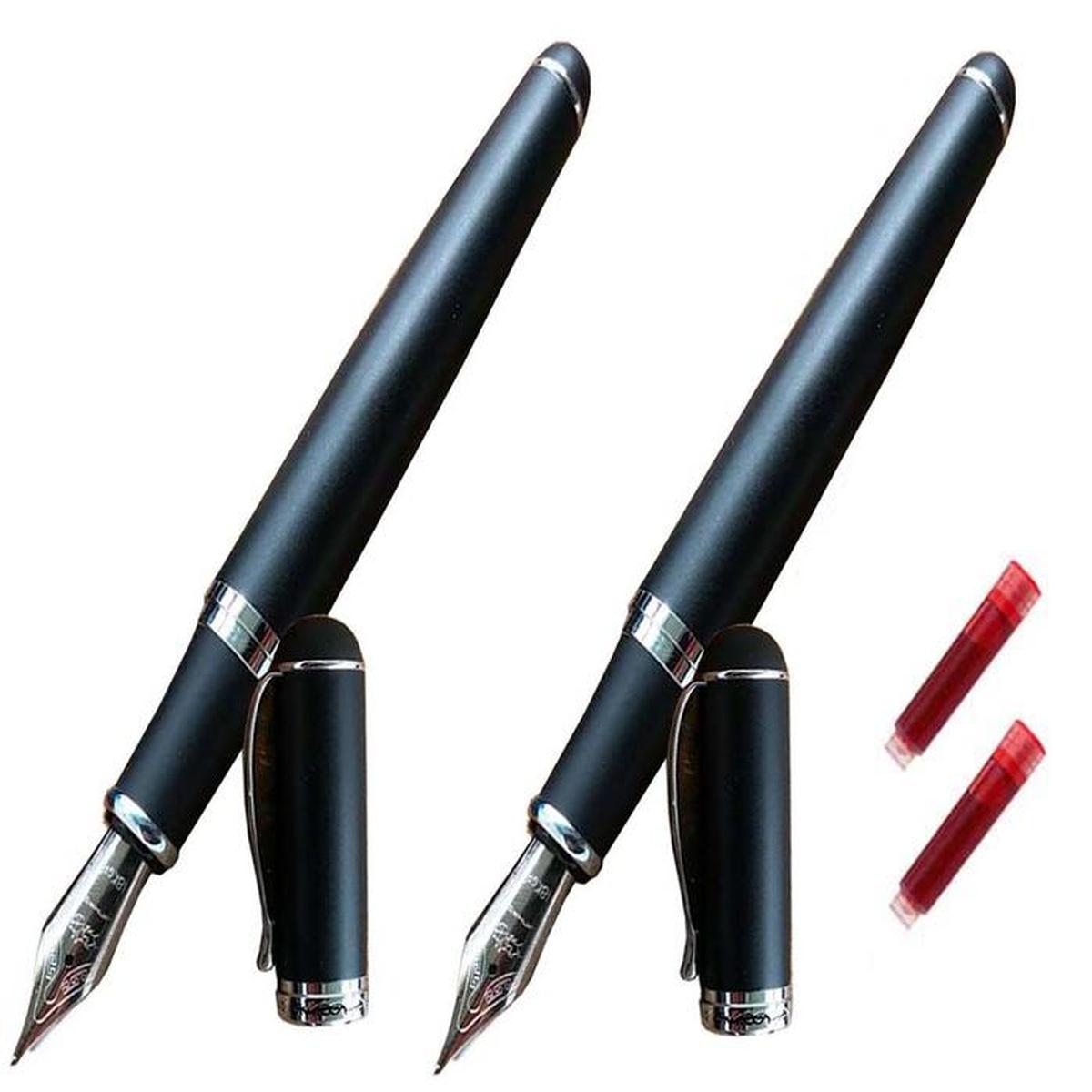 Plumas Fuente Punto Fino High Monaco MXBMT-010 color Negro 2 Piezas + 2 Tintas Rojas