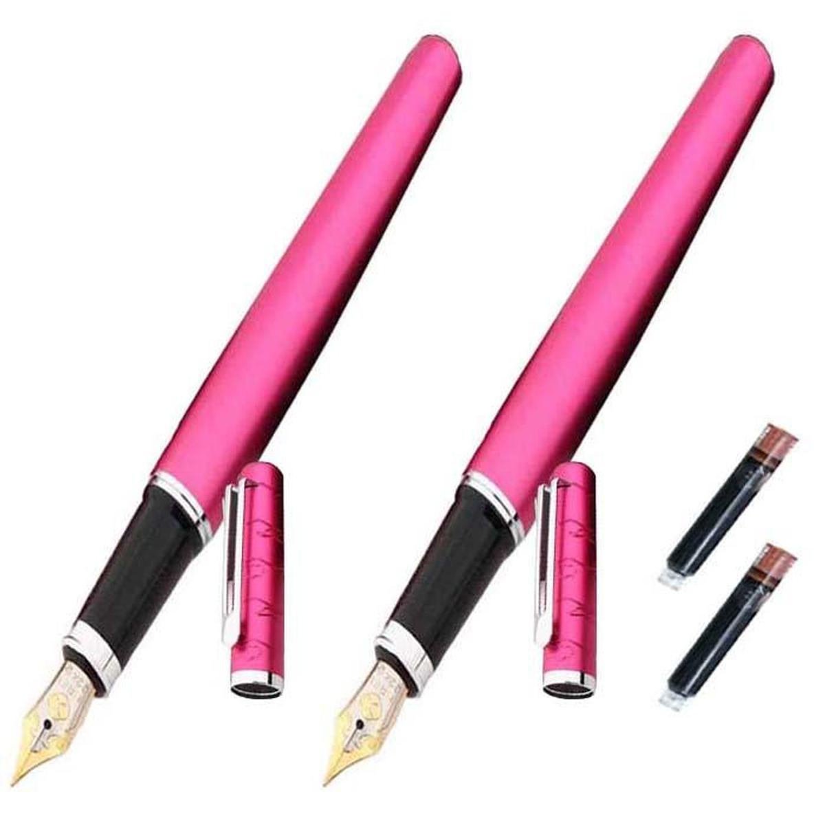 Plumas Fuente High Monaco MXGEY-008 color Rosa 2 Piezas + 2 Tintas Cafés