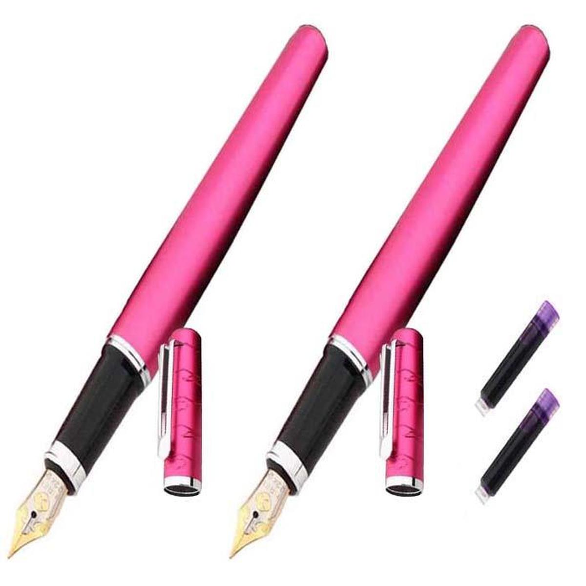 Plumas Fuente High Monaco MXGEY-004 color Rosa 2 Piezas + 2 Tintas Moradas