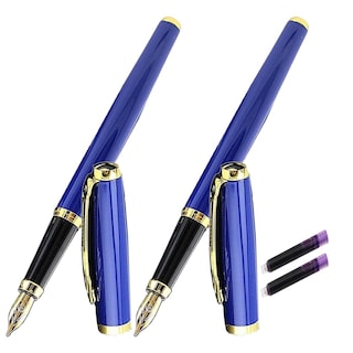 Foto 1 | Bolígrafo tipo Fuente Ultrafino Mxuex-004 2 Piezas color Azul 2 Tintas Moradas