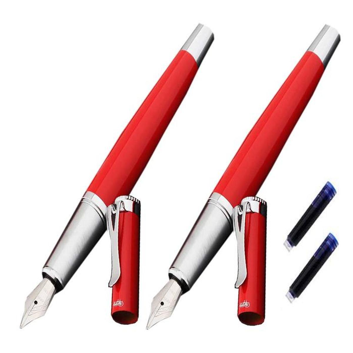 Foto 2 pulgar | Plumas Fuente High Monaco MXSUN-006 color Rojo 2 Piezas + 2 Tintas Azules