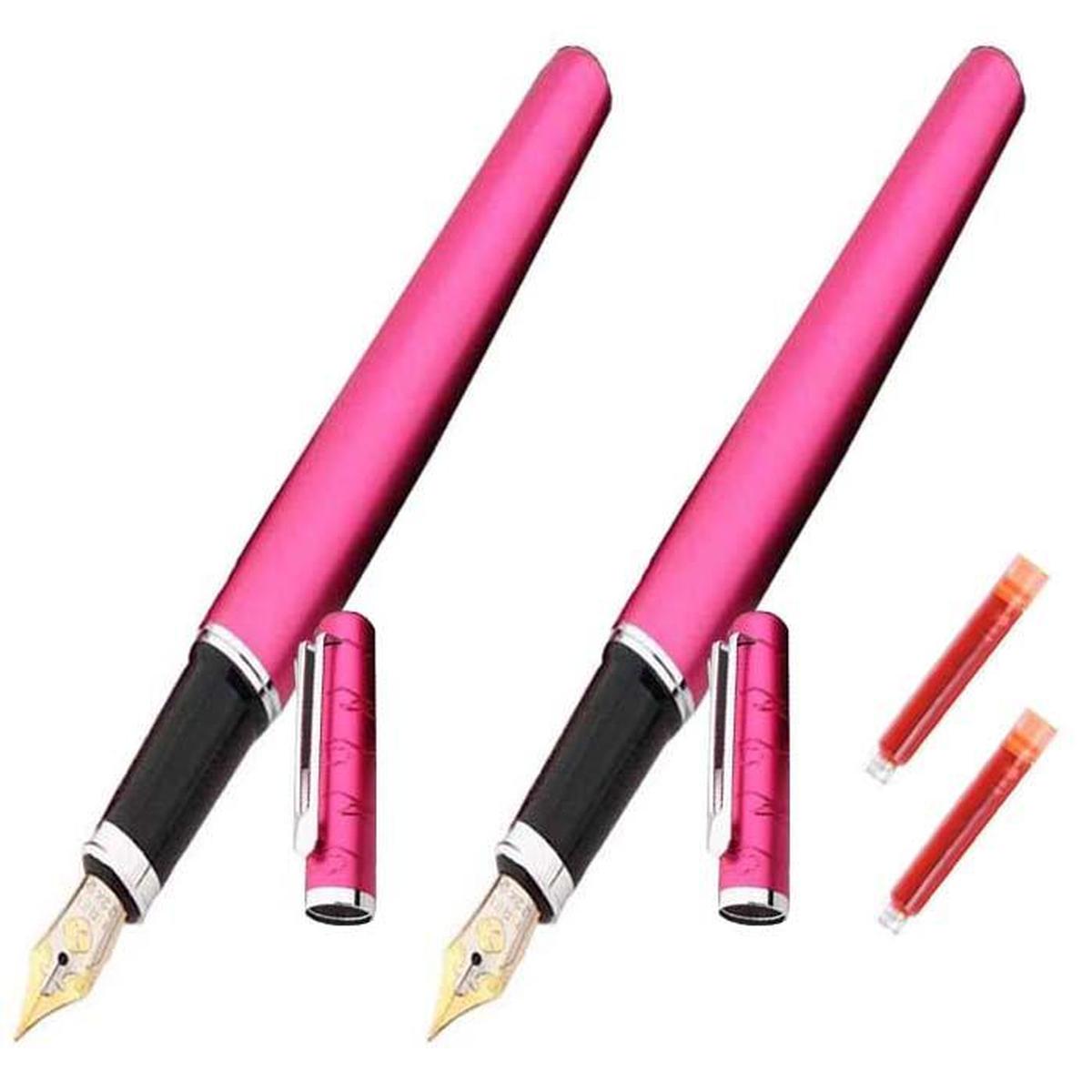 Bolígrafo Fuente High Monaco MXGEY-014 color Rosa 2 Piezas + 2 Tintas Naranjas