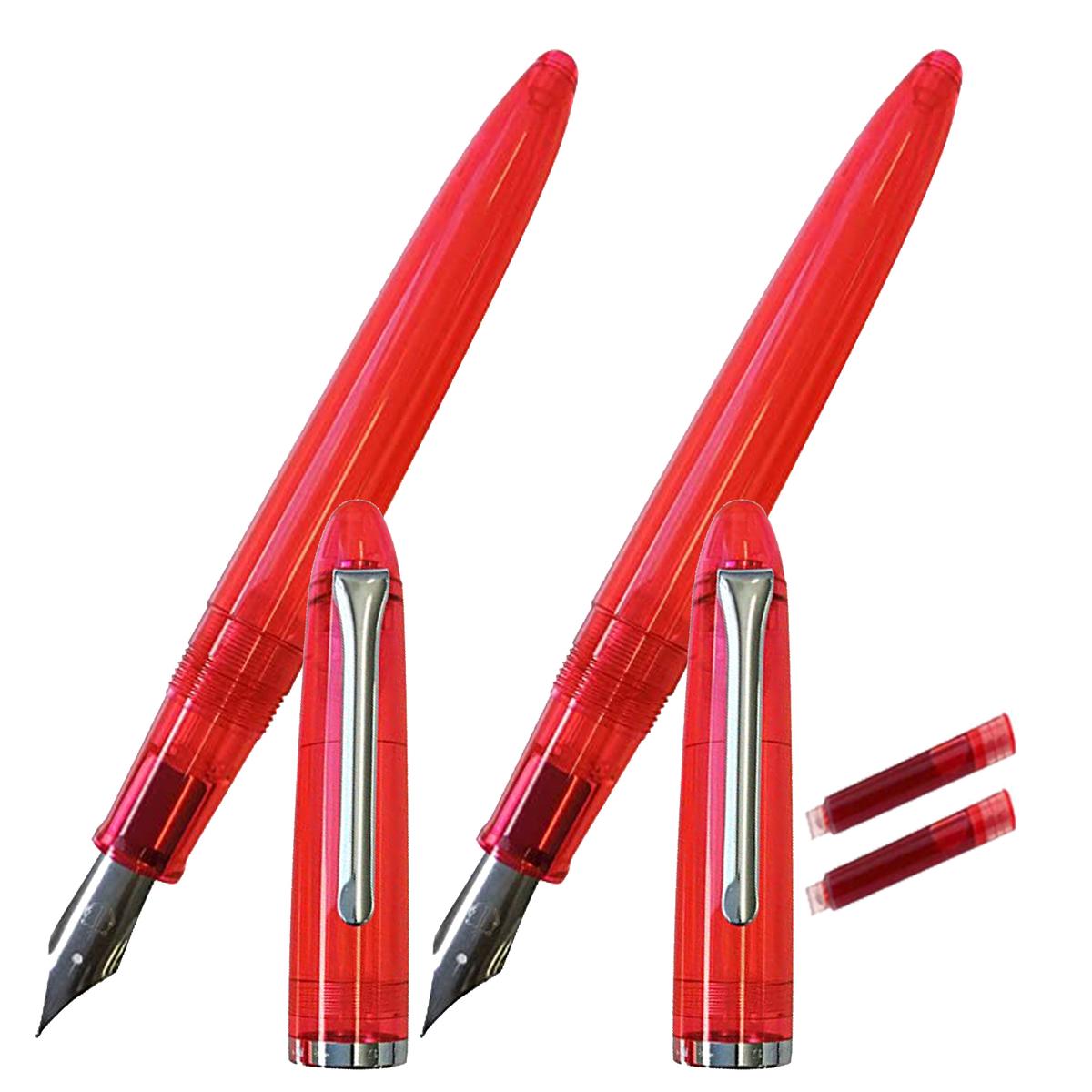 Bolígrafos Fuente MXRRL-010 color Rojo 2 Piezas + 2 Tintas Rojas