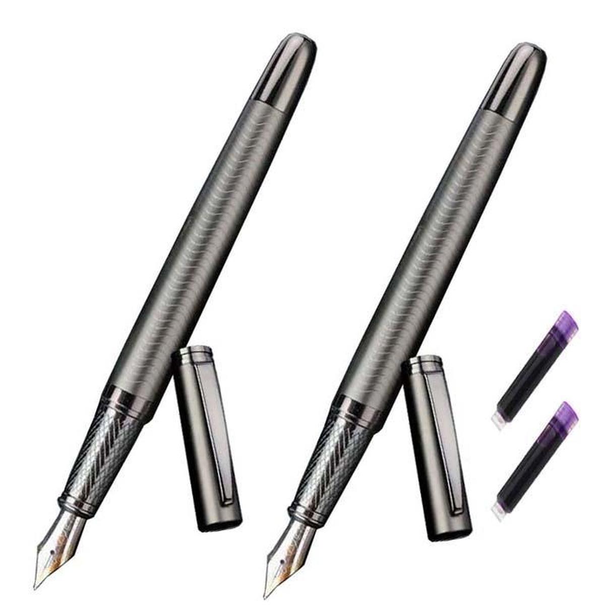 Pluma tipo Fuente High Monaco Mxsyg-004 2 Piezas color Gris 2 Tintas Moradas