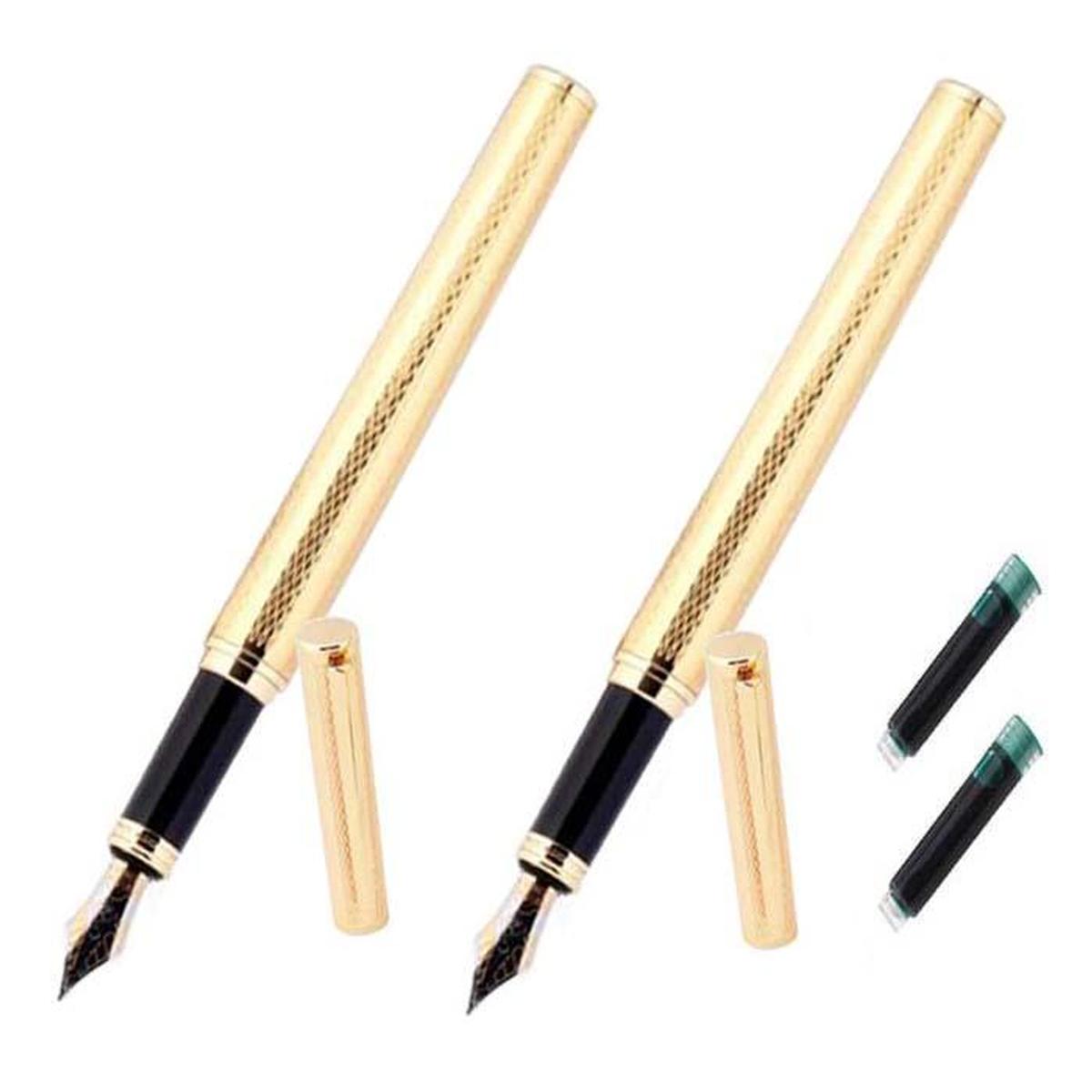 Pluma tipo Fuente Puntilla Fina High Monaco Mxgpc-008 2 Piezas color Dorado 2 Tintas Verdes