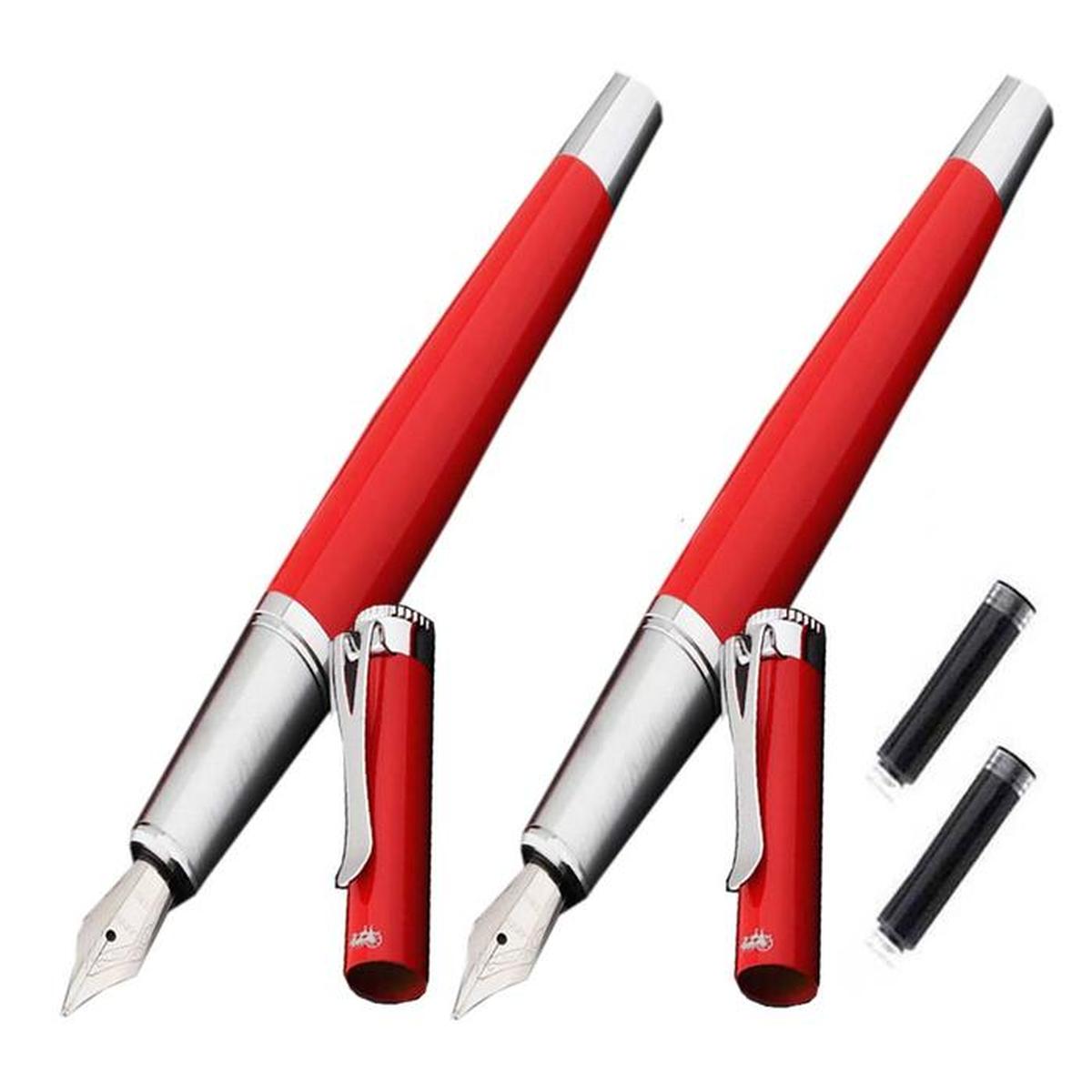 Pluma tipo Fuente High Monaco Mxsun-002 2 Piezas color Rojo 2 Tintas Negras