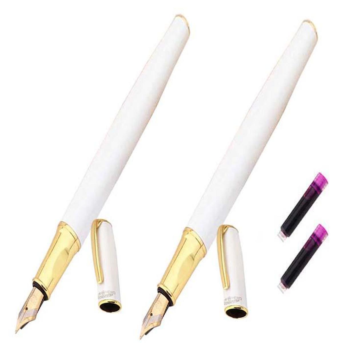 Plumas tipo Fuente High Monaco Mxiwe-012 2 Piezas color Blanco 2 Tintas Rosas