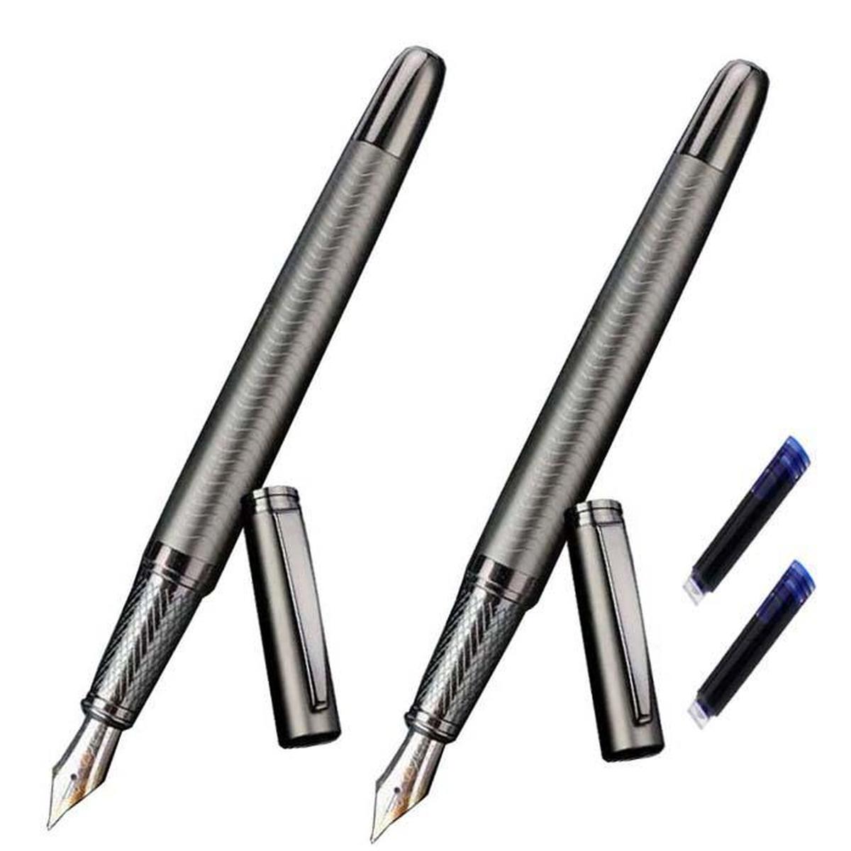 Pluma tipo Fuente High Monaco Mxsyg-006 2 Piezas color Gris 2 Tintas Azules