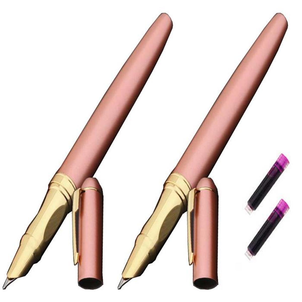 Plumas tipo Fuente High Monaco Mxlro-012 2 Piezas color Dorado 2 Tintas Rosas