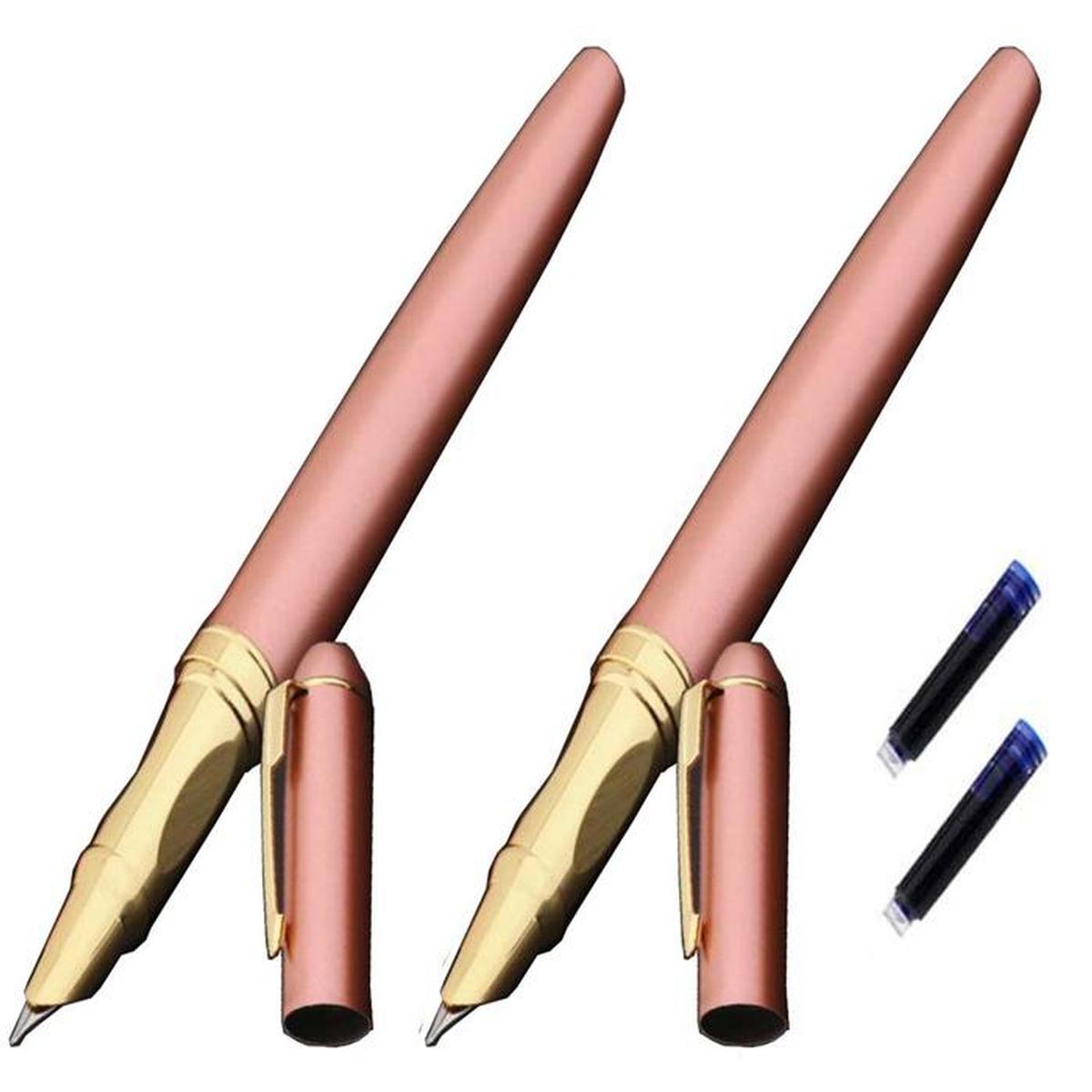 Bolígrafo Tipo Fuente Resistente High Monaco Mxlro-006 2 piezas color Dorado con 2 Tintas color Azul