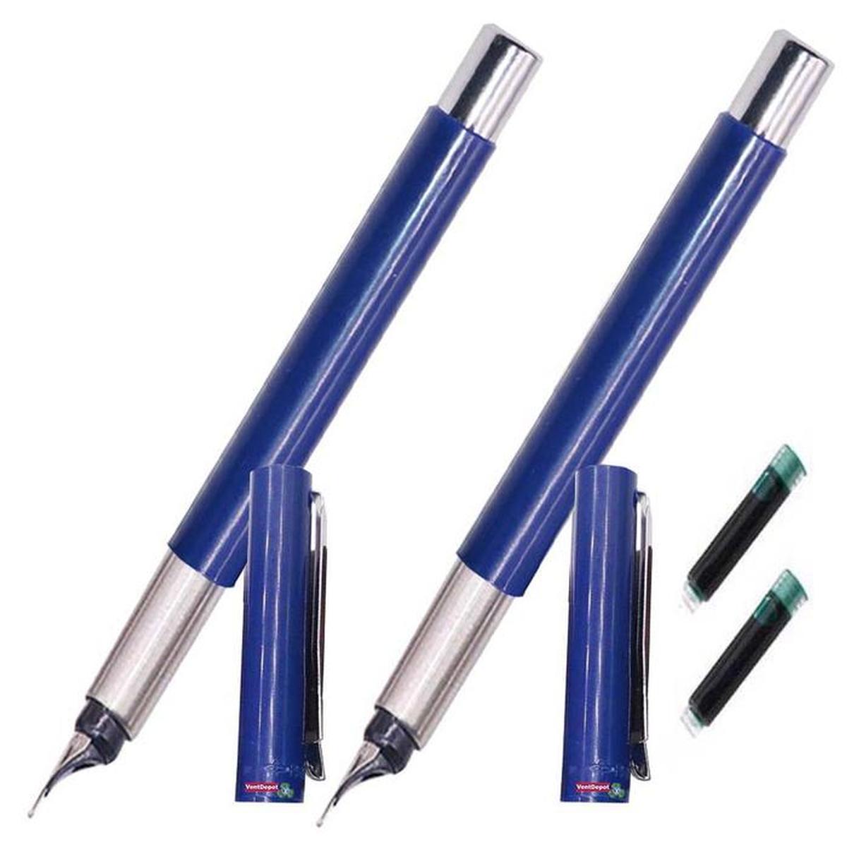 Pluma Tipo Fuente De Alta Calidad  High Monaco  Mxsbw-010 2 piezas color Azul con 2 Tintas color Verde