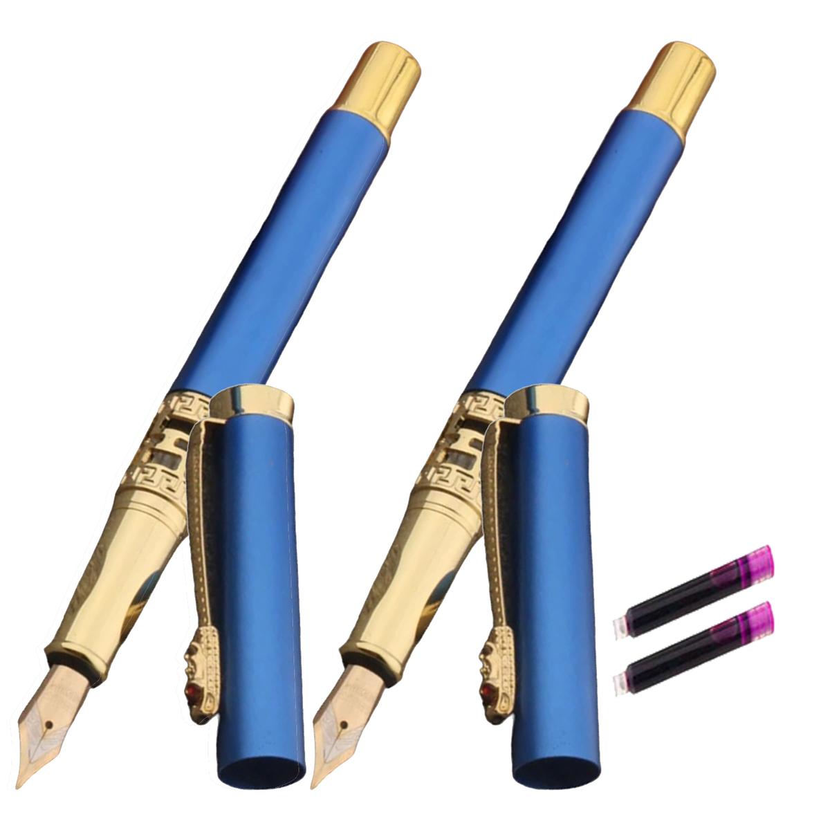 Pluma Tipo Fuentes Resistibles High Monaco Mxbgd-012 2 piezas color Azul con 2 Tintas color Rosa