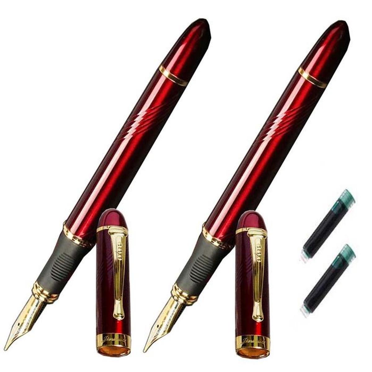 Plumas Tipo Fuente Fácil Uso High Monaco Mxrer-008 2 piezas color Rojo con 2 Tintas color Verde