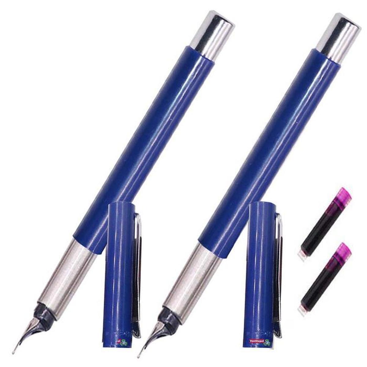 Pluma Fuente Estilográfica High Monaco Mxsbw-018 2 piezas color Azul con 2 Tintas color Rosas