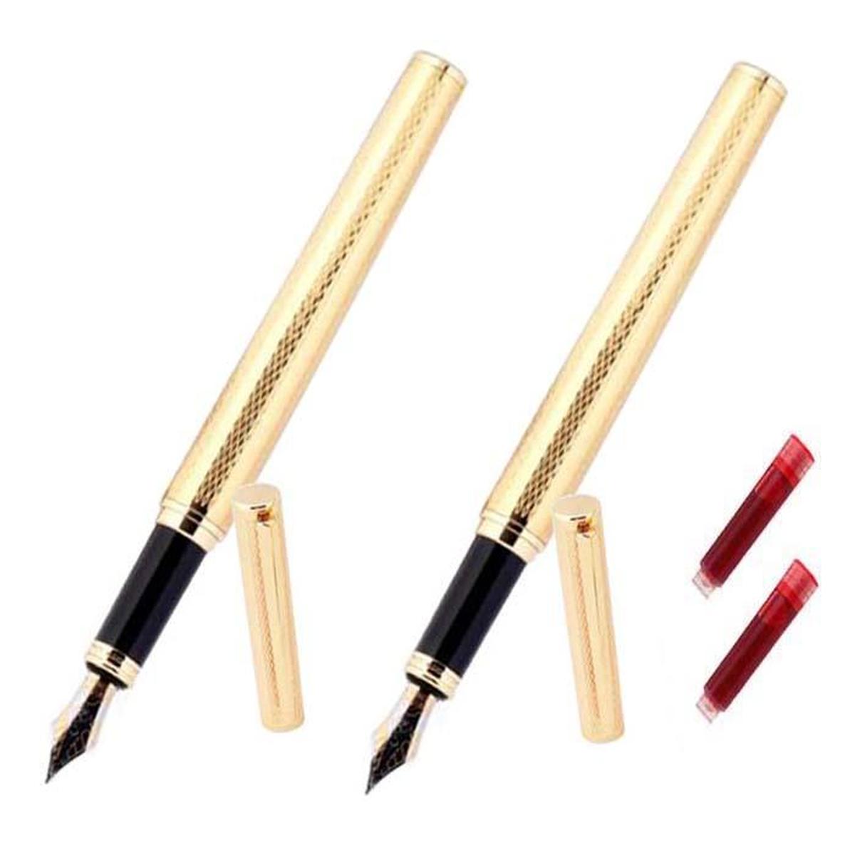 Plumas Fuente High Monaco MXGPC-010 color Dorado 2 Piezas + 2 Tintas Rojas