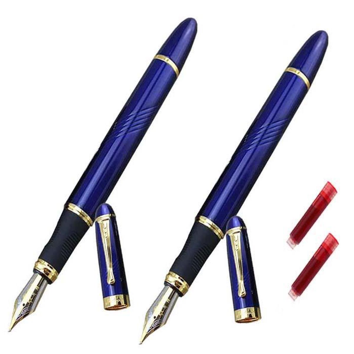 Foto 2 pulgar | Plumas Fuente High Monaco MXBEC-010 color Azul 2 Piezas + 2 Tintas Rojas