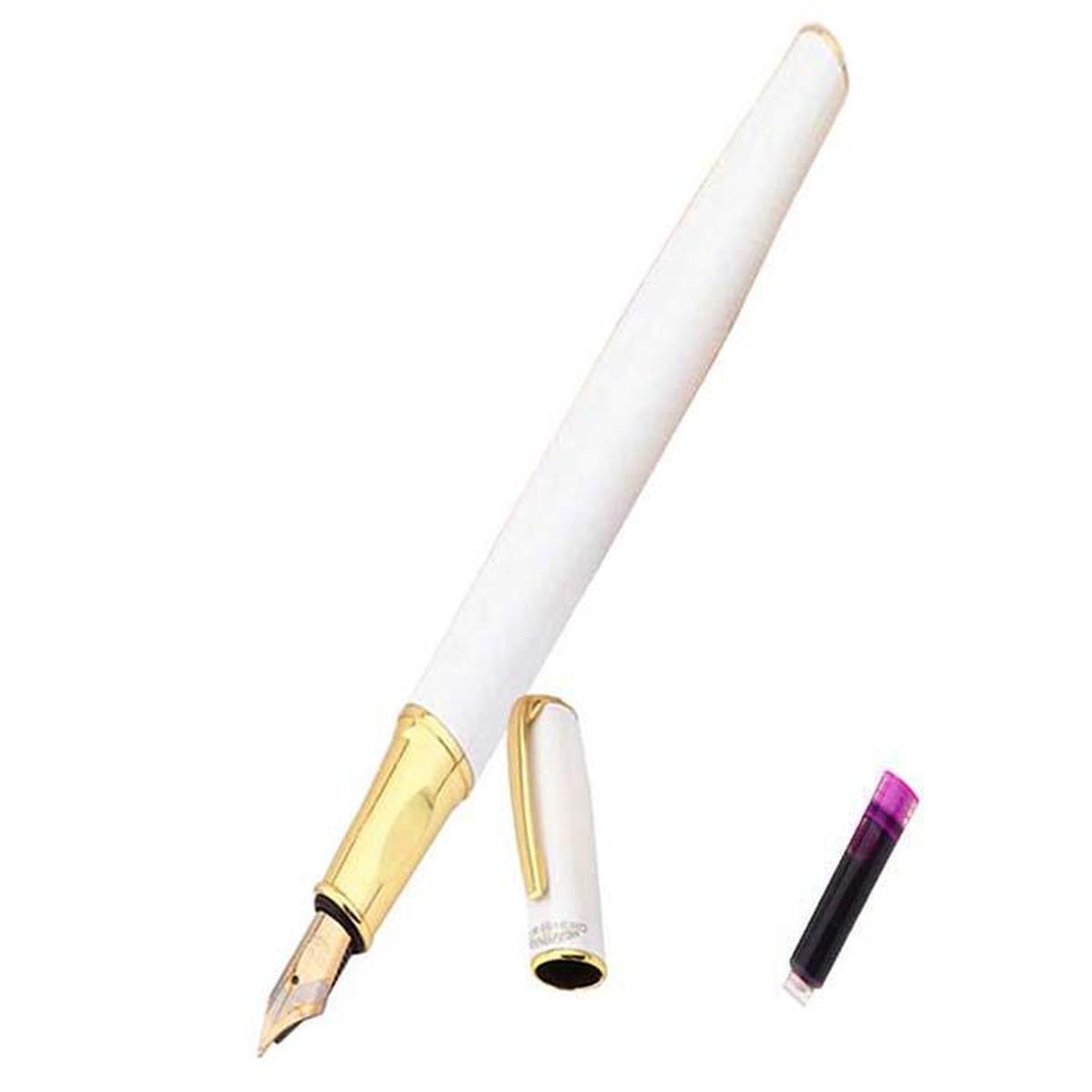 Pluma Fuente High Monaco MXIWE-011 color Blanco  + 1 Tinta Rosa