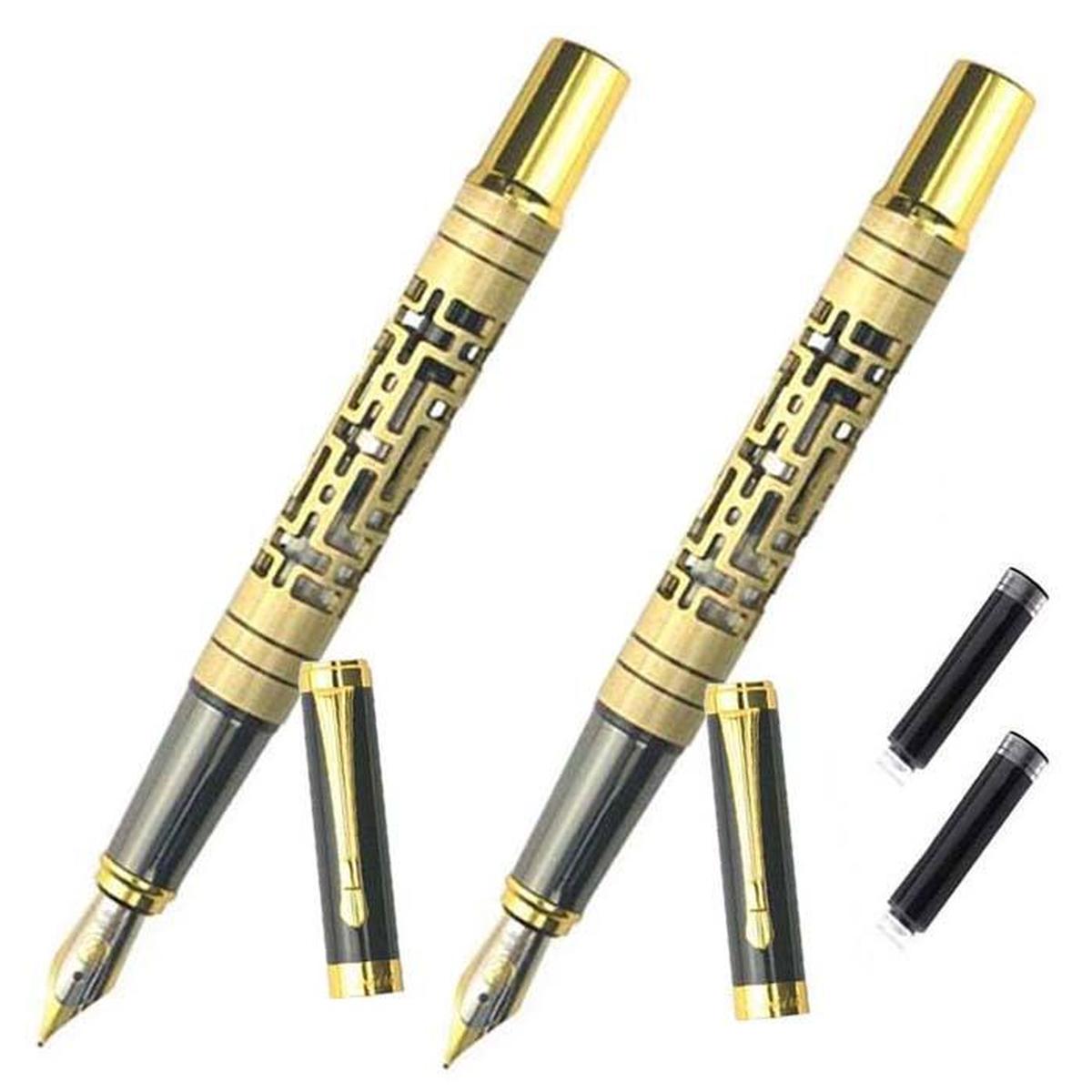 Bolígrafos tipo Fuente Recargable  High Mónaco  Mxgmz-002 2 Piezas color Dorado