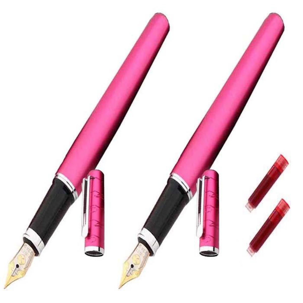 Bolígrafo Tipo Fuente Diseño  High Monaco  Mxgey-012 2bpiezas color Rosa con 2 Tintas Roja