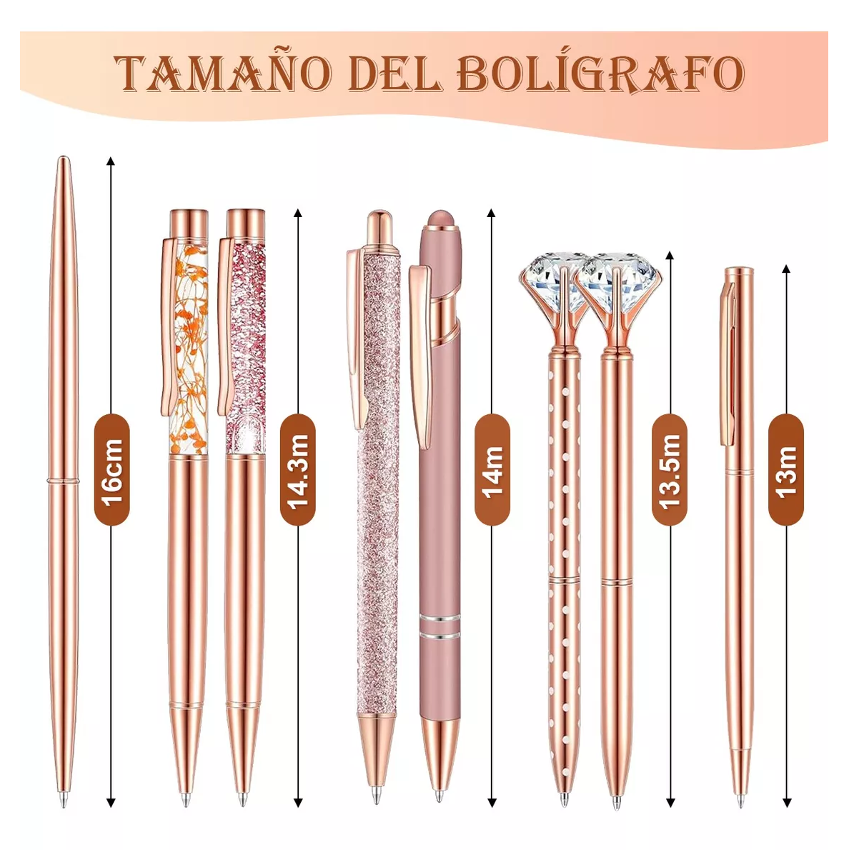 Foto 4 pulgar | Bolígrafos Con Diamante Brillo Plumas De Tinta Negra 8 Pzs, Color Rosa
