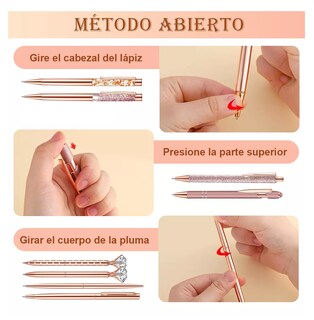 Foto 4 | Bolígrafos Con Diamante Brillo Plumas De Tinta Negra 8 Pzs, Color Rosa