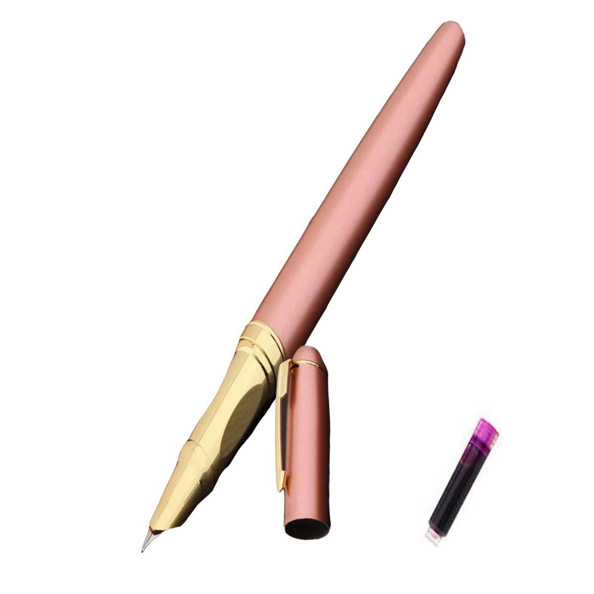 Pluma Tipo Fuente High Monaco Acero Inoxidable Punta de 0.5 mm con 1 Tinta Rosa