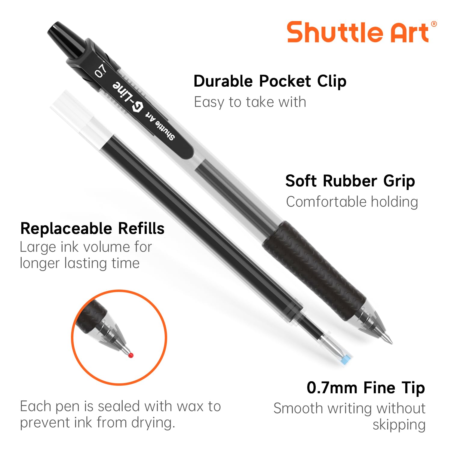 Foto 3 pulgar | Bolígrafos De Gel Shuttle Art Black, Paquete De 48 (20 Bolígrafos Con 28 Recambios) - Venta Internacional.