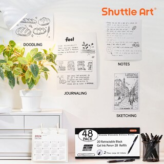 Foto 4 | Bolígrafos De Gel Shuttle Art Black, Paquete De 48 (20 Bolígrafos Con 28 Recambios) - Venta Internacional.