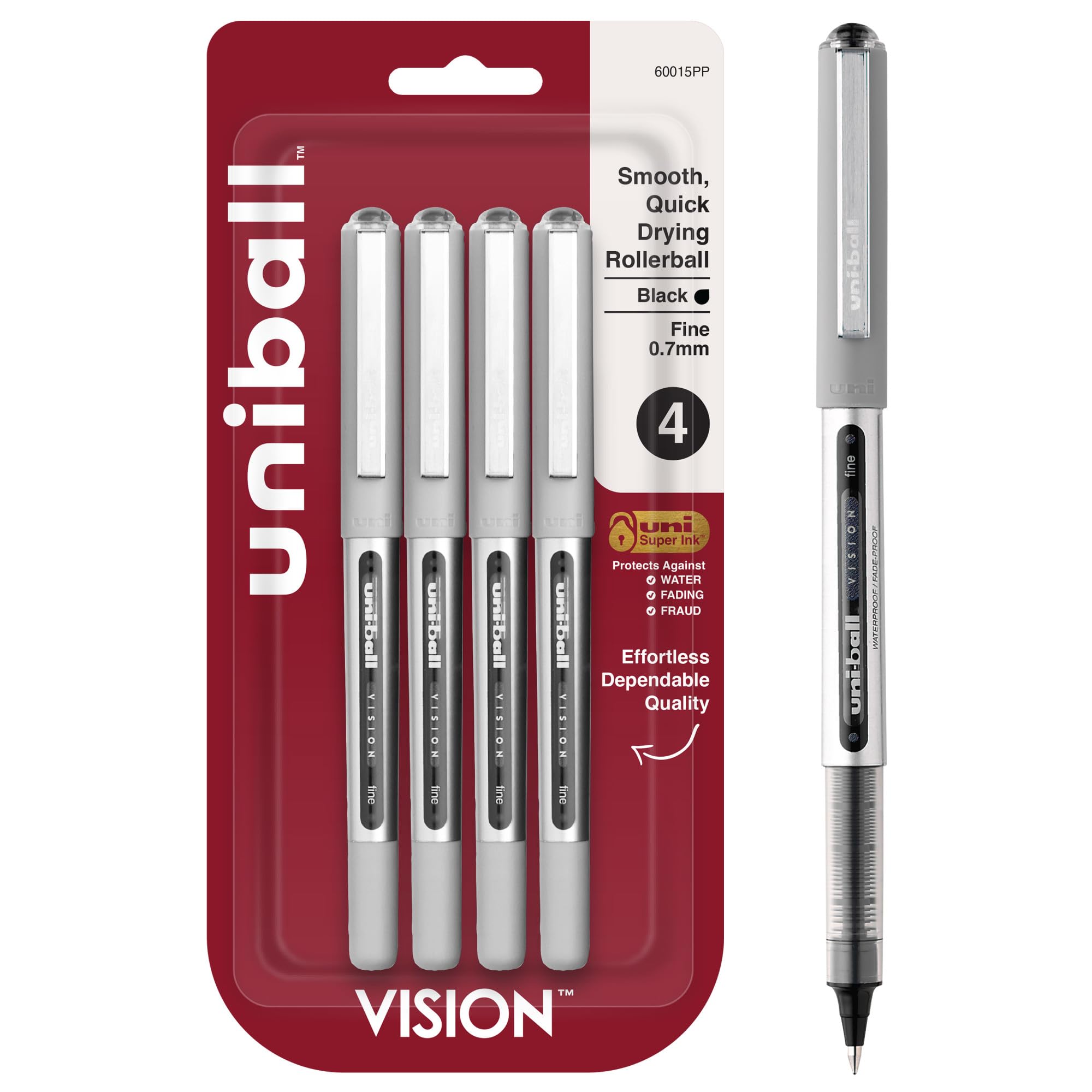 Foto 2 pulgar | Bolígrafo Uni-ball Vision Rollerball Negro de 0,7 mm Paquete de 4 - Venta Internacional