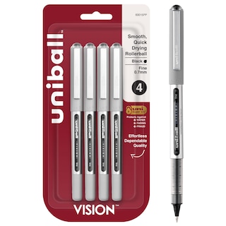 Foto 1 | Bolígrafo Uni-ball Vision Rollerball Negro de 0,7 mm Paquete de 4 - Venta Internacional