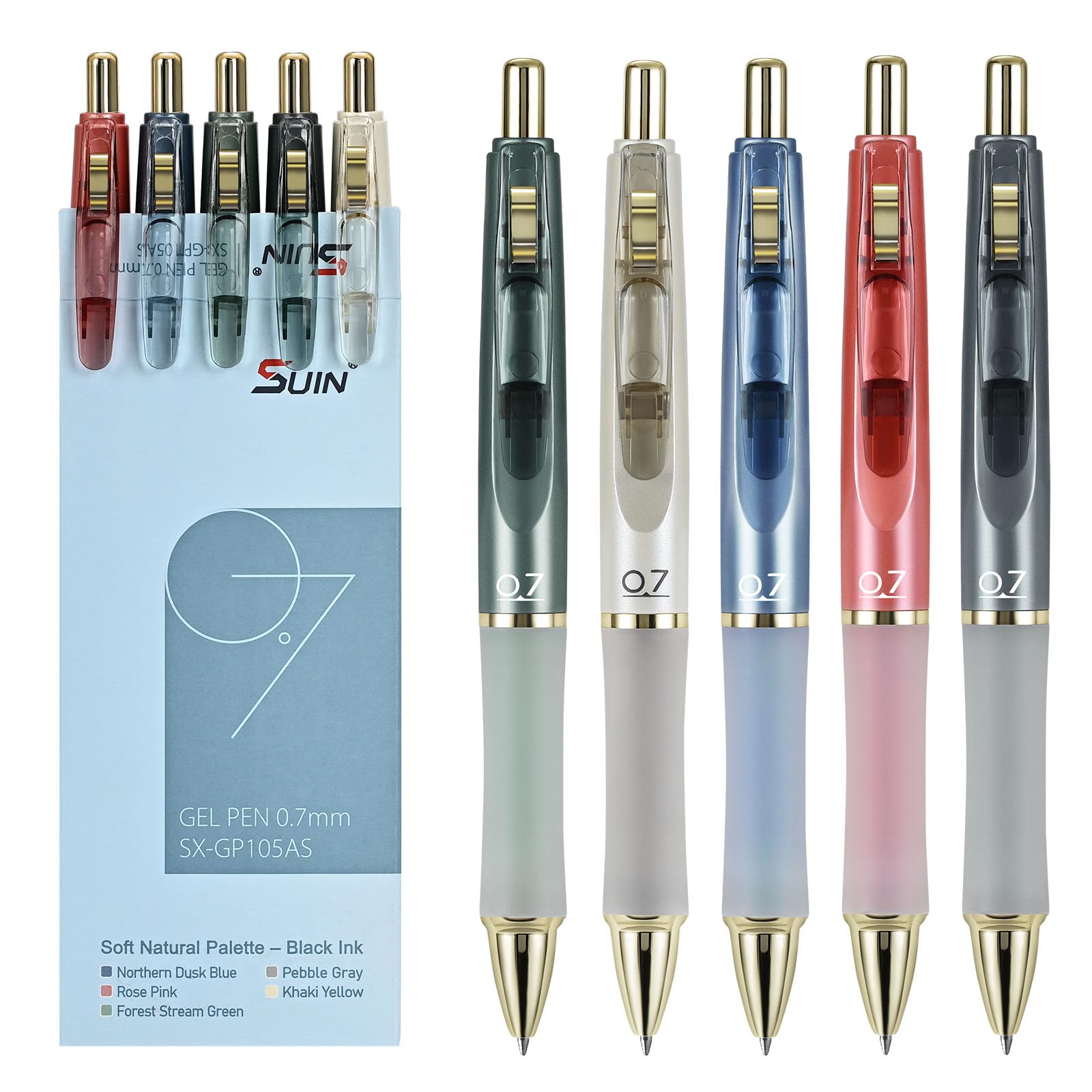 Foto 2 pulgar | Bolígrafos de Gel Suin Premium 0,7 Mm Retráctiles 5 Piezas - Venta Internacional