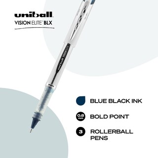Foto 2 | Bolígrafos Uni-ball Vision Elite Blx Bold Blue, 0,8 Mm, Paquete De 3 - Venta Internacional.