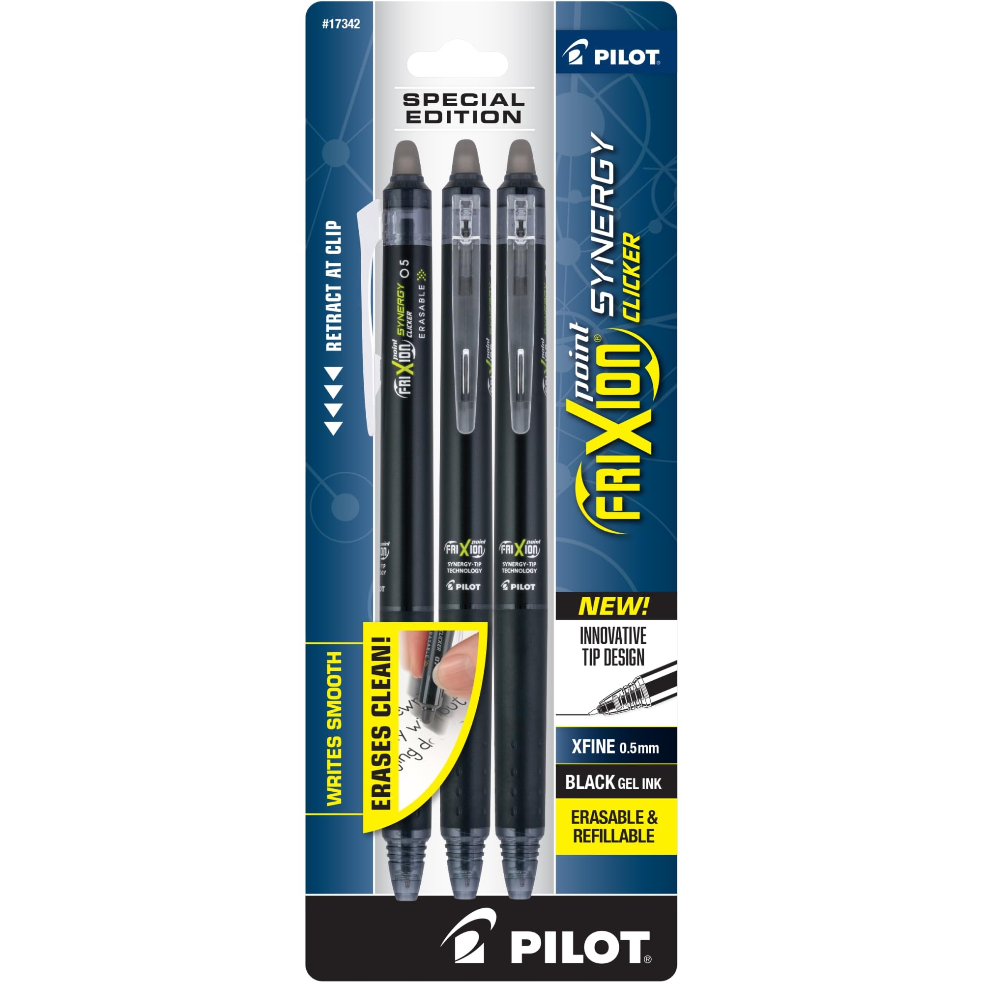 Foto 2 pulgar | Bolígrafos De Tinta De Gel Pilot Frixion Synergy Clicker, 0,5 Mm, Paquete De 3, Color Negro - Venta Internacional.
