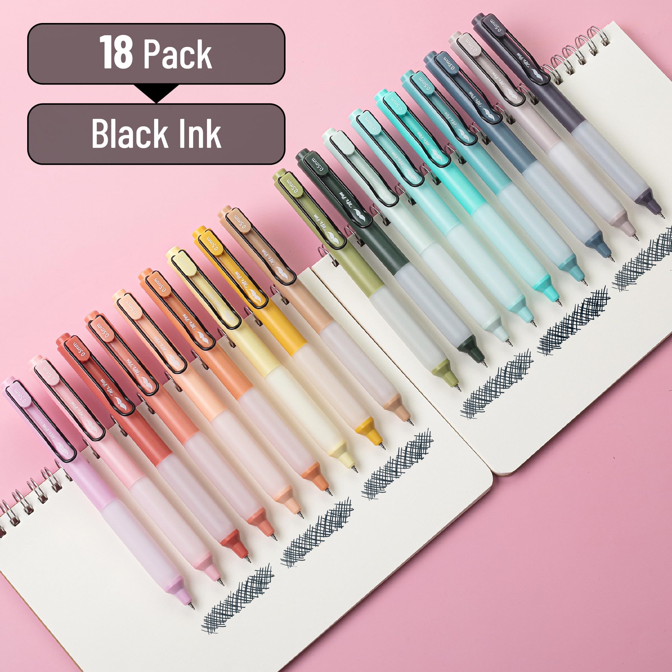 Foto 2 | Bolígrafos De Gel Mr. Pen Retráctiles De Punta Fina De 0,5 Mm, 18 Unidades, Color Negro  - Venta Internacional.