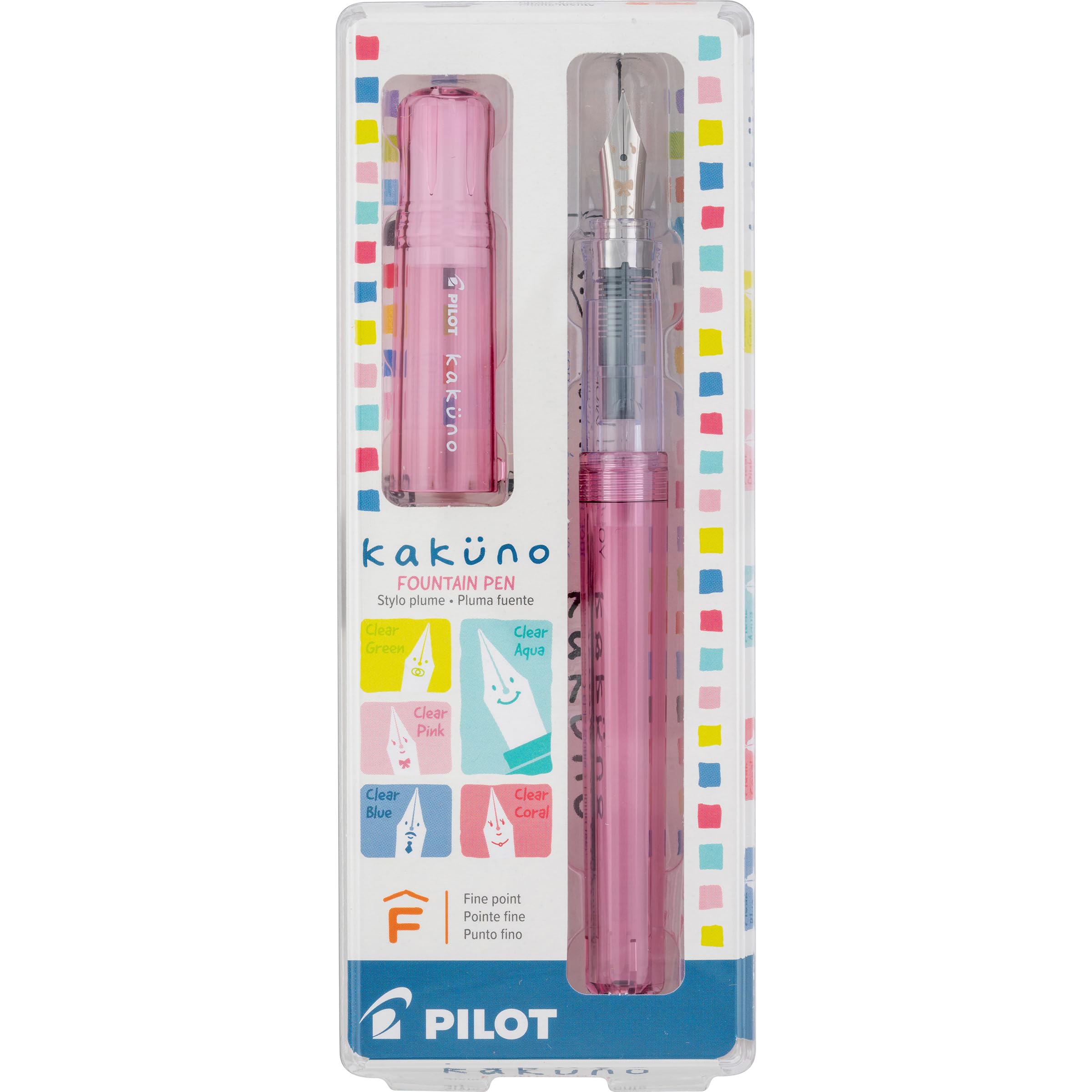Pluma Estilográfica Pilot Kakuno Pink Barrel, Punta Fina, Tinta Negra - Venta Internacional.