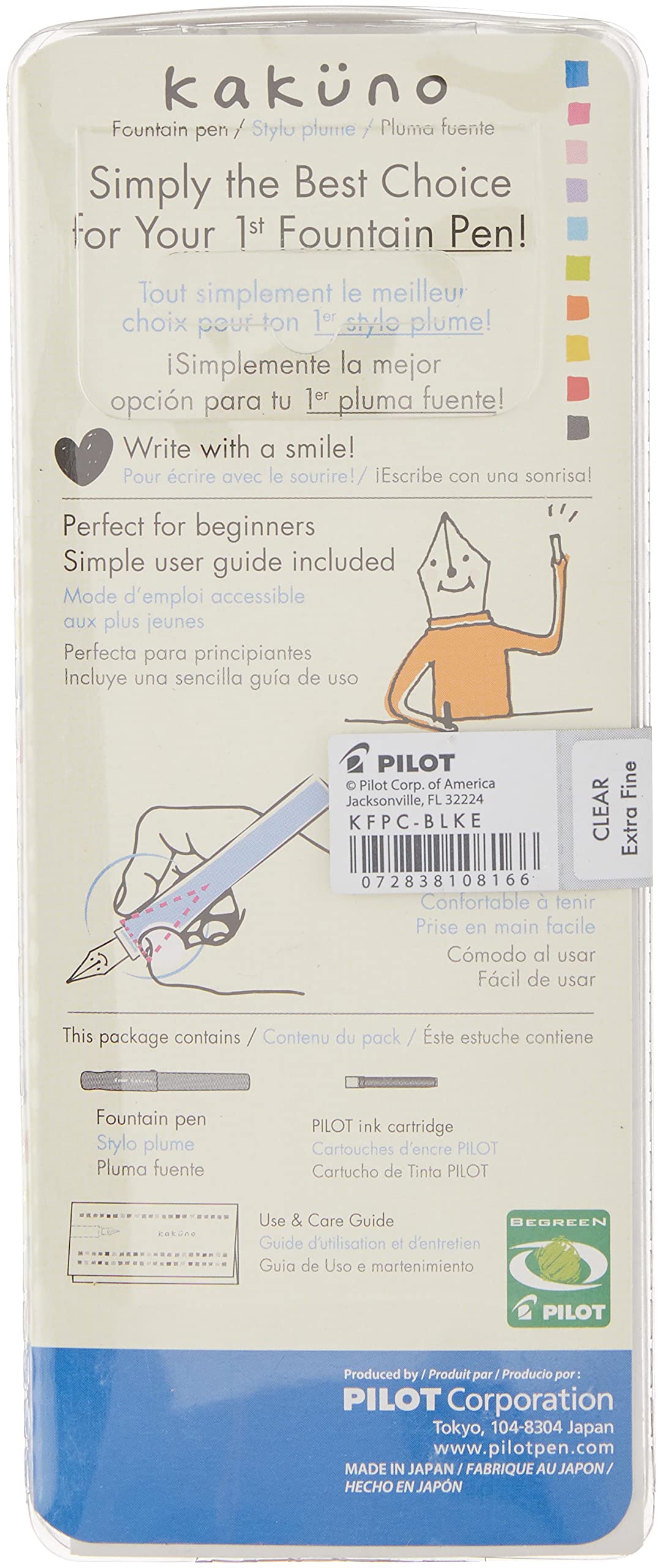 Foto 3 pulgar | Pluma Estilográfica Pilot Kakuno Clear Barrel Con Punta Extrafina - Venta Internacional.