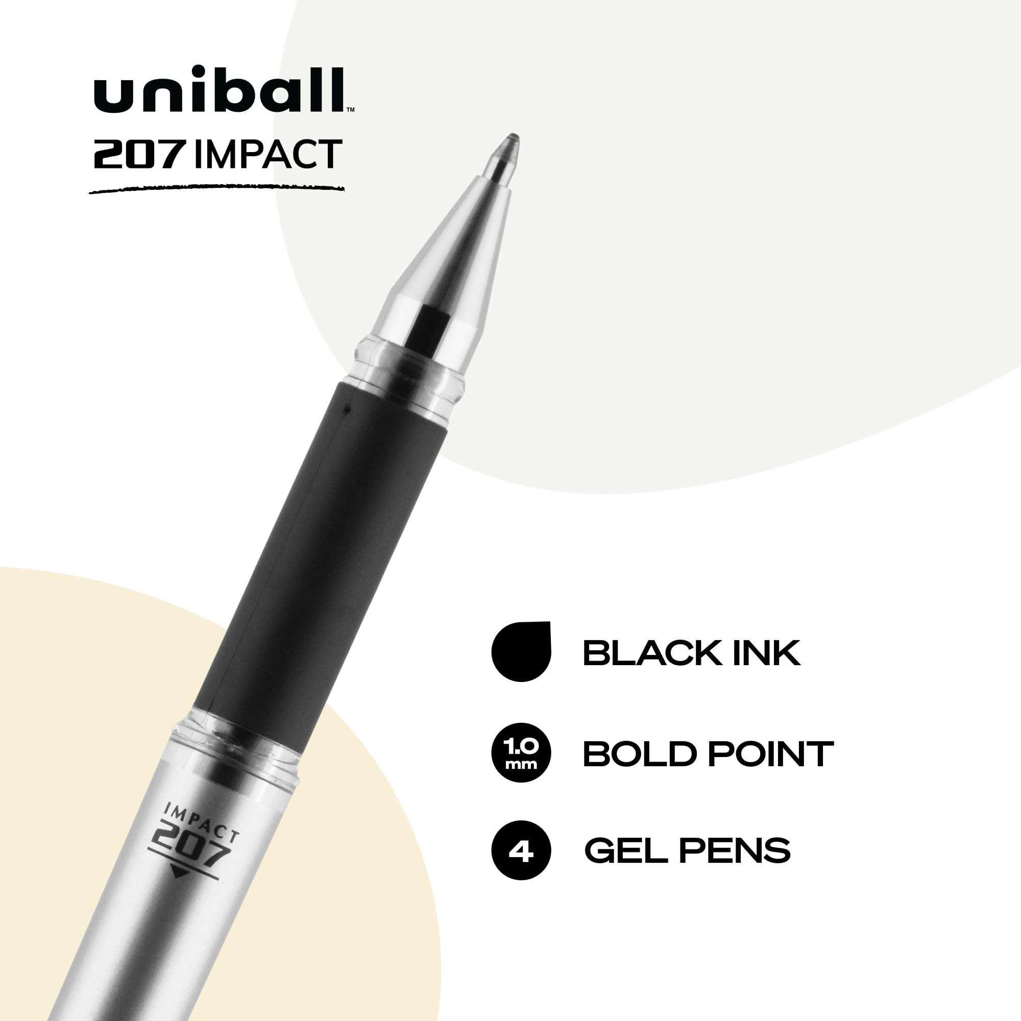 Foto 2 | Bolígrafo De Gel Uni-ball Signo 207 Impact  1 Mm  Negro  4 Unidades - Venta Internacional.