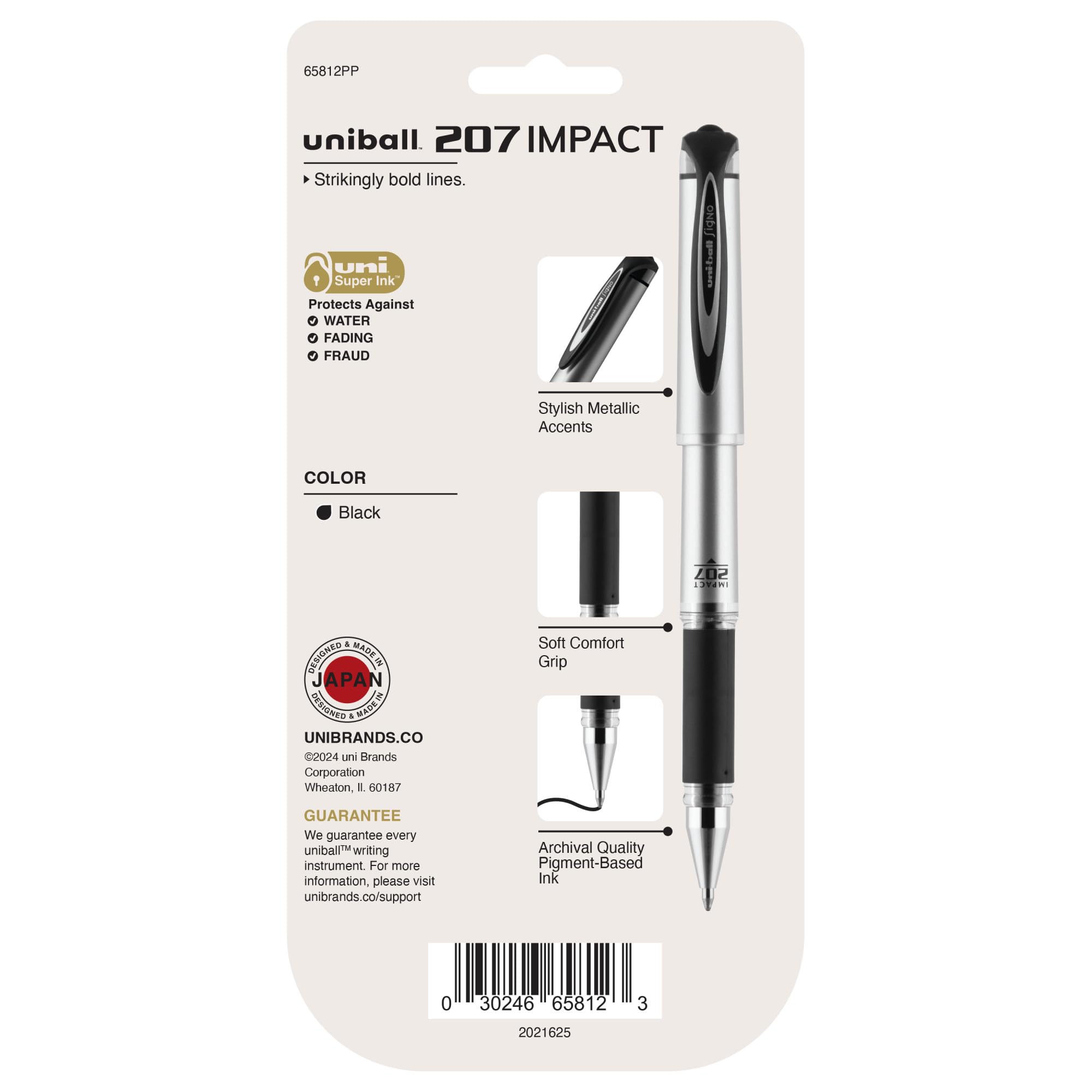 Foto 7 | Bolígrafo De Gel Uni-ball Signo 207 Impact  1 Mm  Negro  4 Unidades - Venta Internacional.