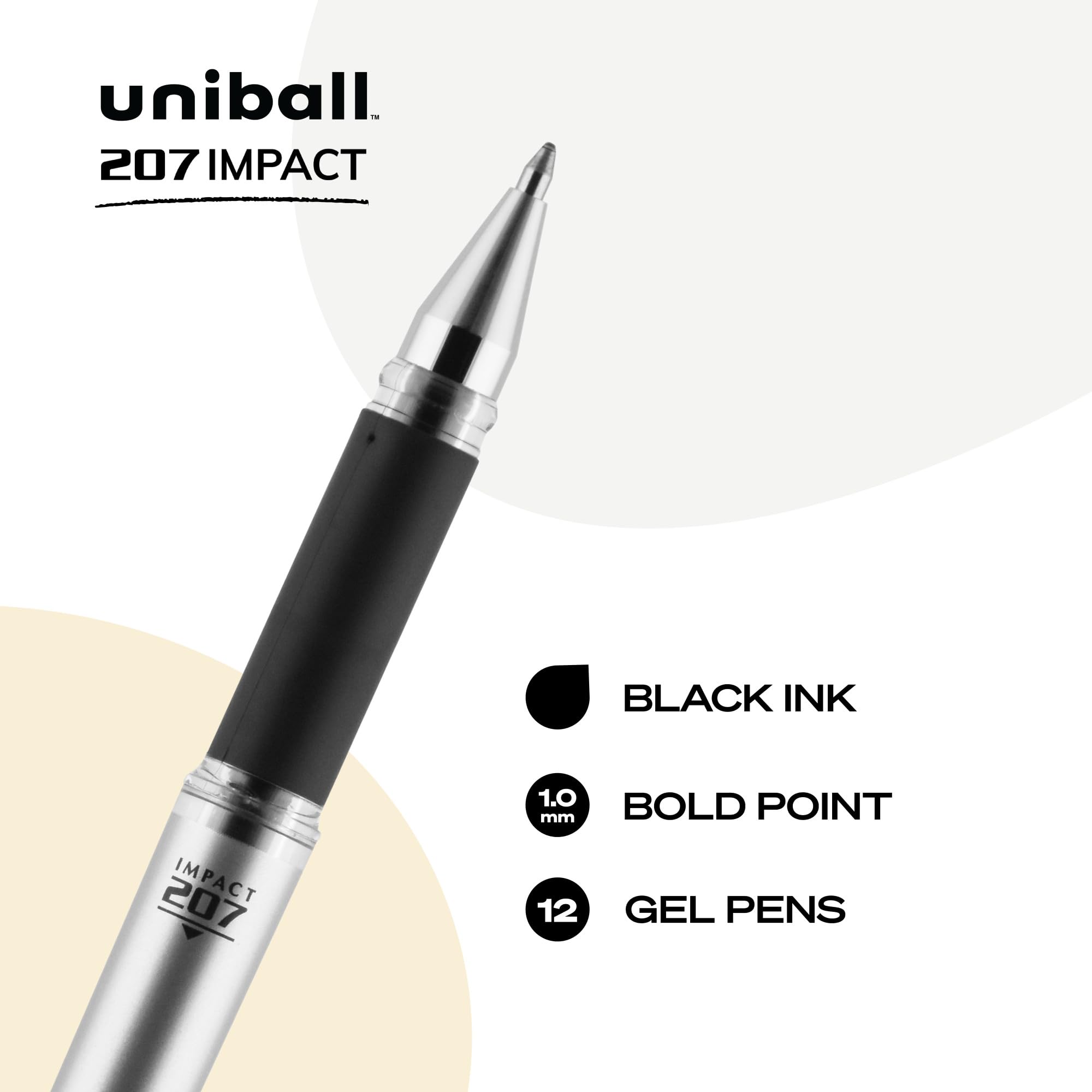 Foto 3 pulgar | Bolígrafos De Gel Uni-ball 207 Impact Bold Point De 1 Mm  Color Negro  Paquete De 12 - Venta Internacional.