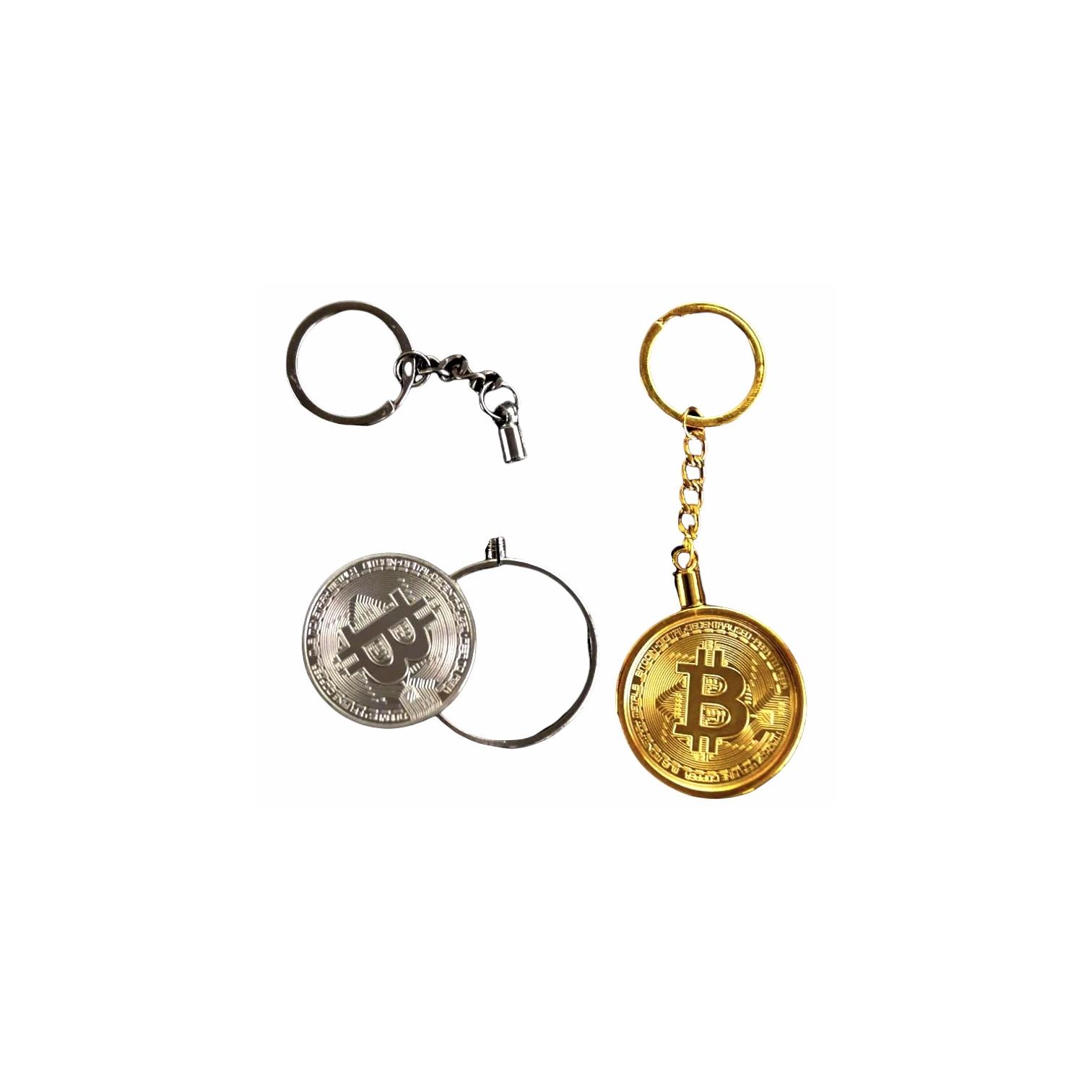 Llavero con Moneda Bitcoin Dorada para Colección