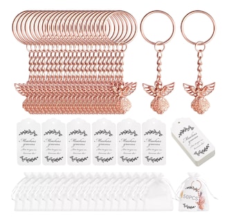 Foto 1 | Llaveros De Ángel Regalo Para Bautizo Con Bolsa Organza 50 Pzs Angel De Oro Rosa