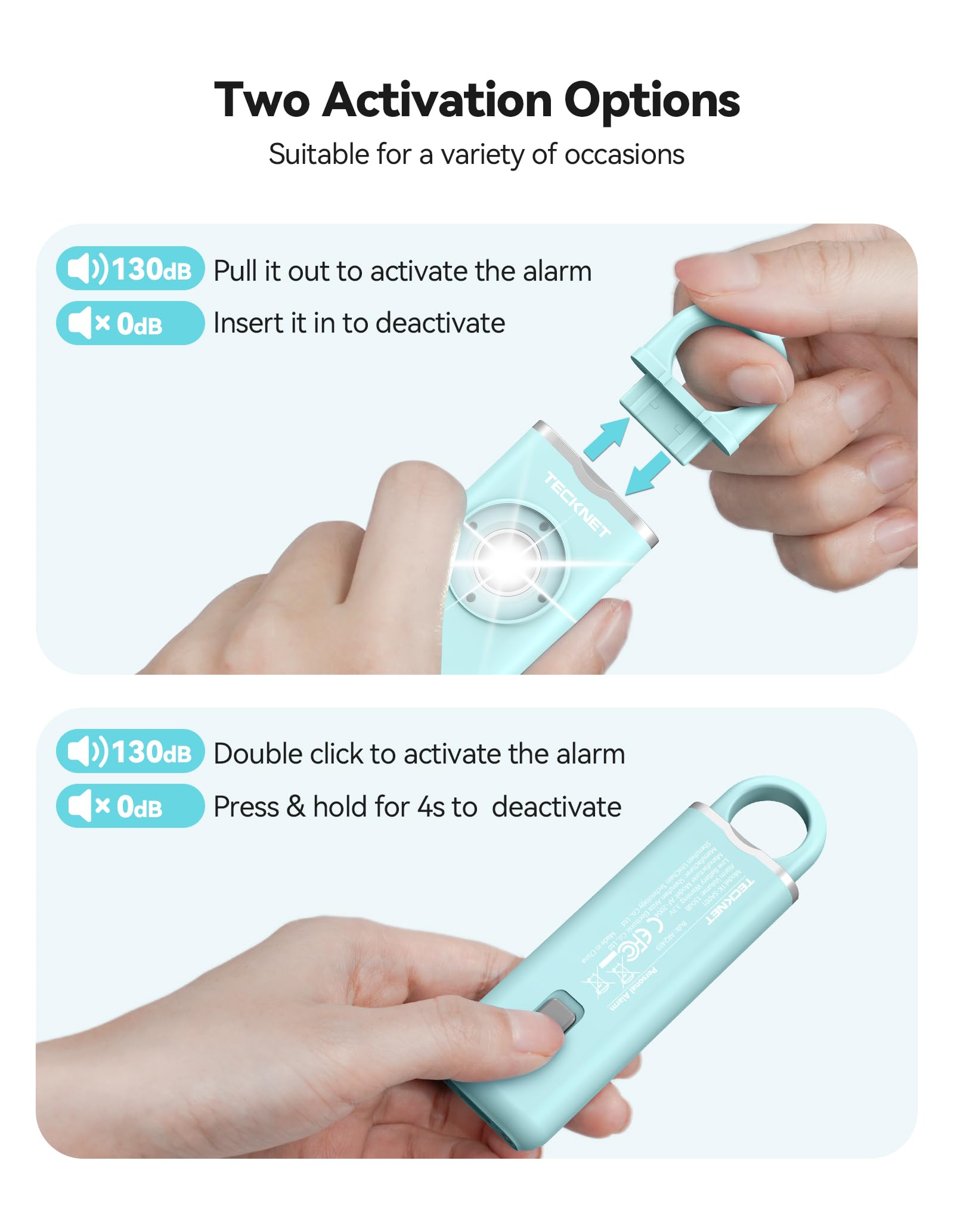 Foto 5 pulgar | Alarma De Seguridad Personal Tecknet 130db Con Luz Estroboscópica Sos, Paquete De 2 - Venta Internacional.