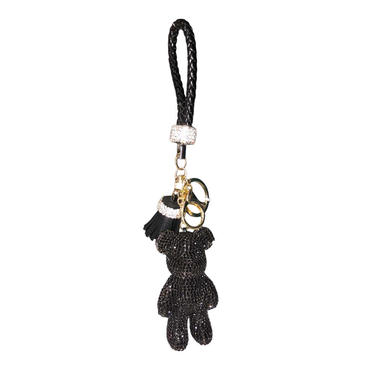 Llavero Osito Color Negro Parado Con Cristales