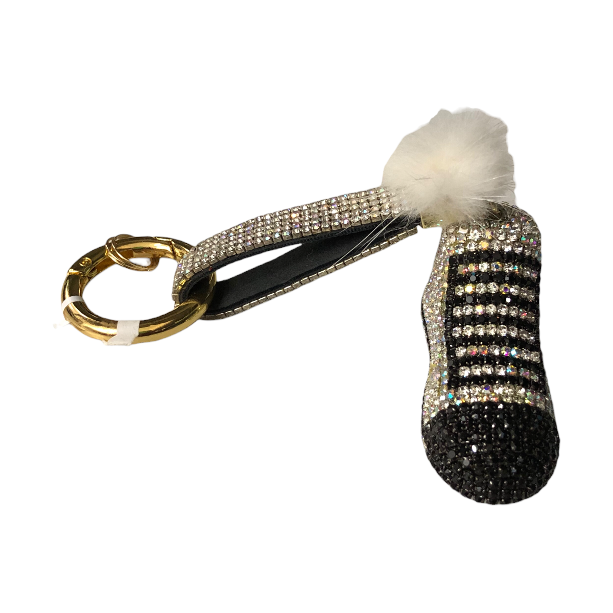 Foto 4 pulgar | Llavero De Tenis Mini Pompón Pedrería Color Negro Plateado