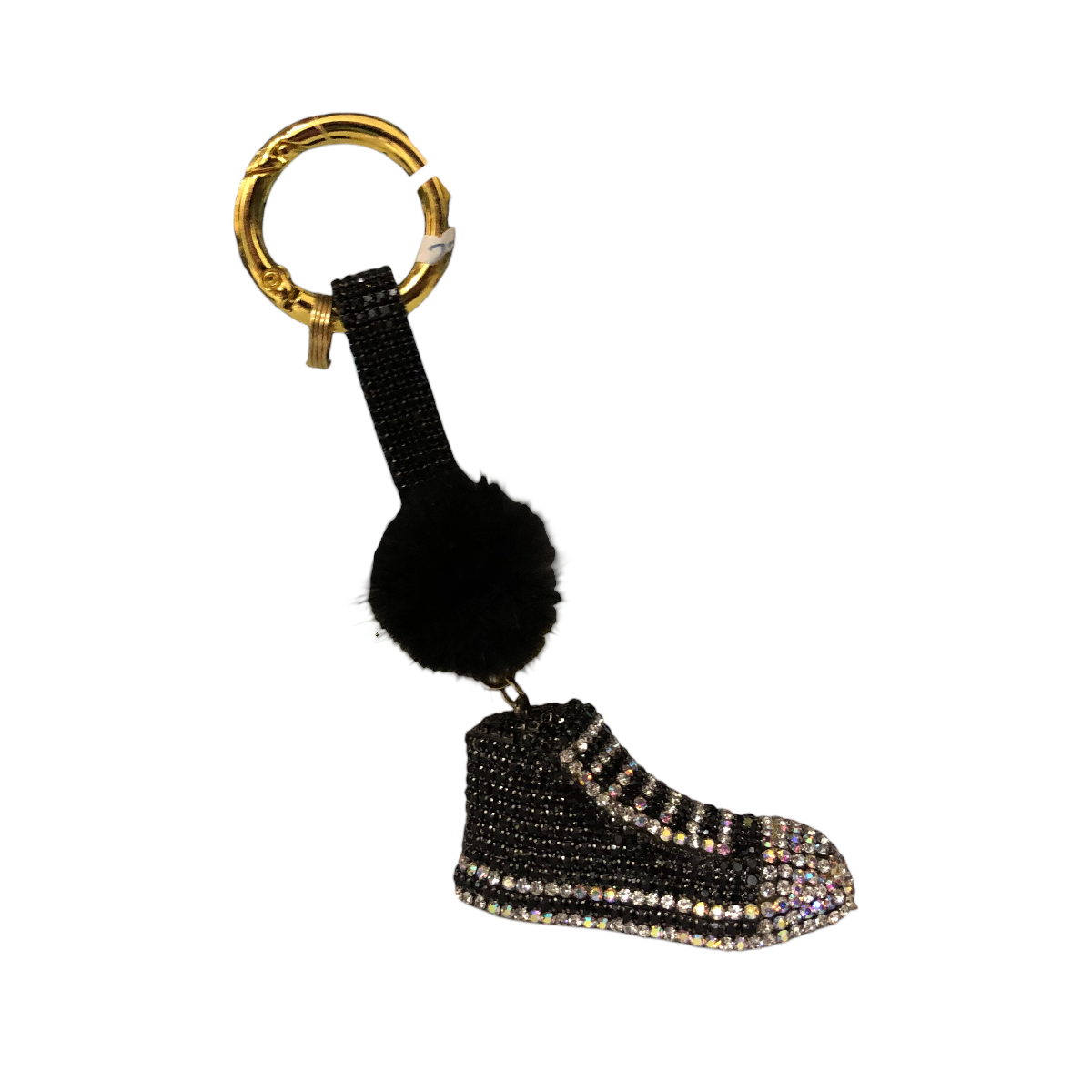 Foto 3 pulgar | Llavero De Tenis Color Negro Mini Pompón Pedrería