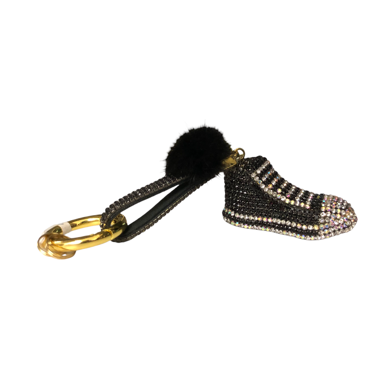 Foto 4 pulgar | Llavero De Tenis Color Negro Mini Pompón Pedrería