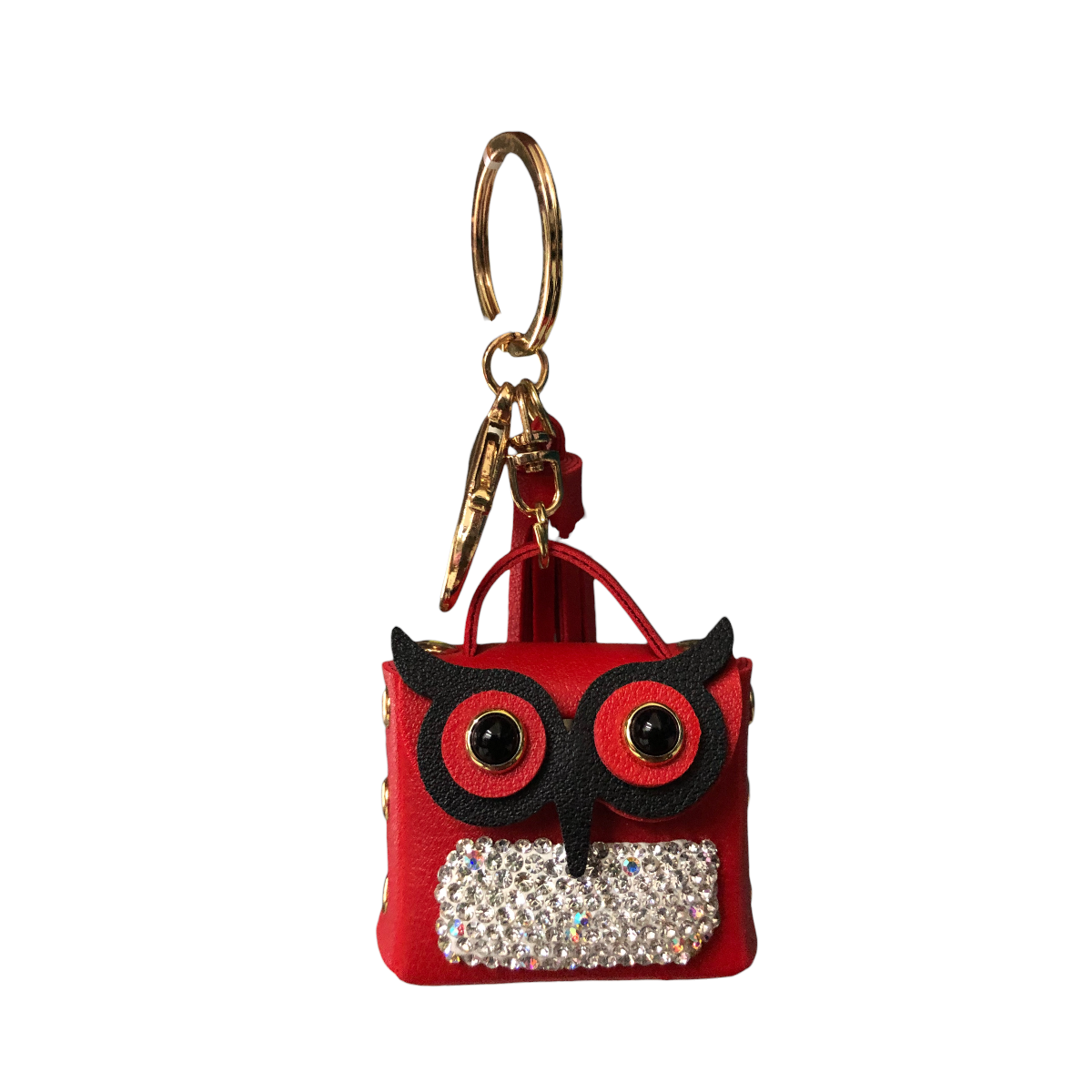 Foto 1 | Llavero De Bolsita Búho Flecos Pedrería Color Rojo