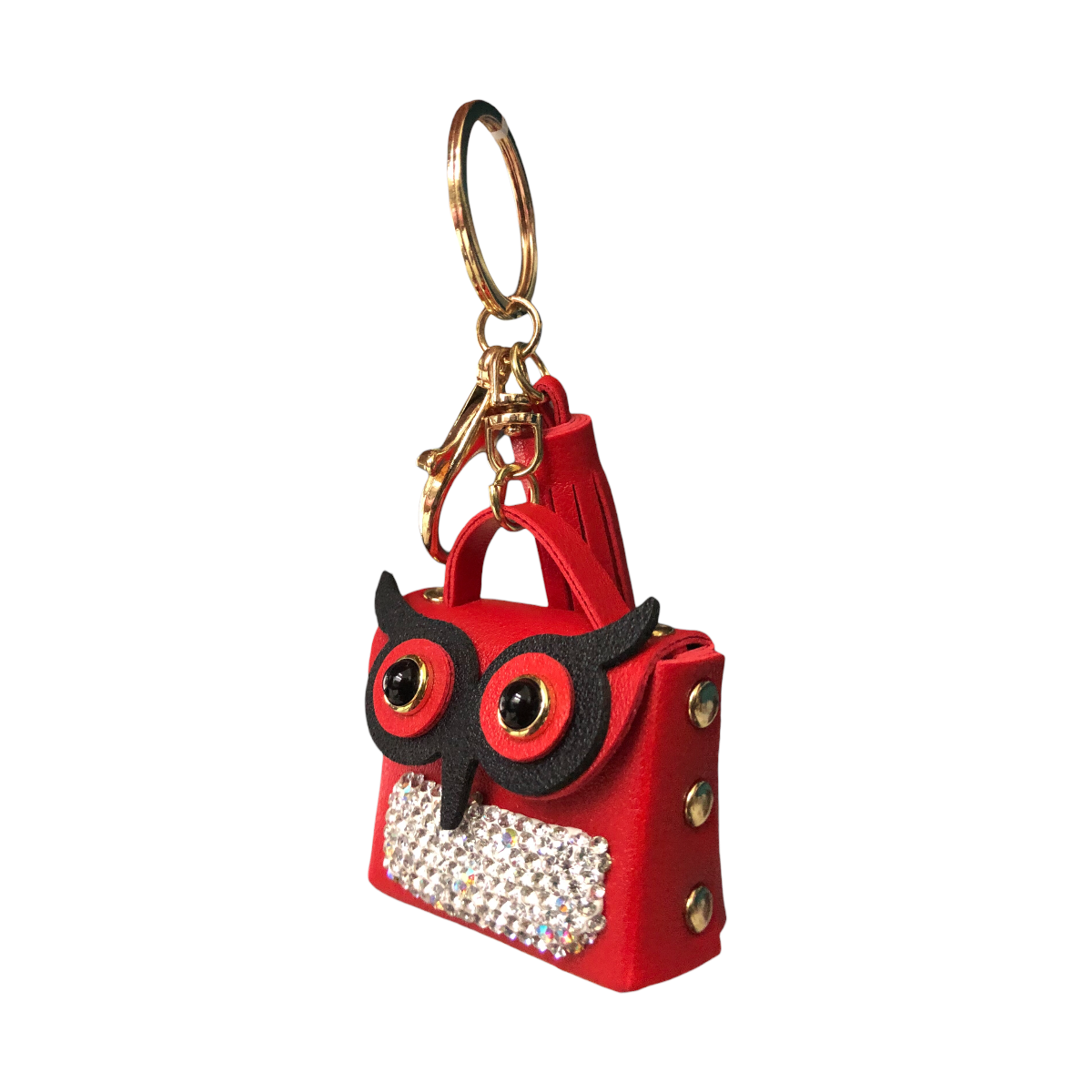 Foto 2 | Llavero De Bolsita Búho Flecos Pedrería Color Rojo