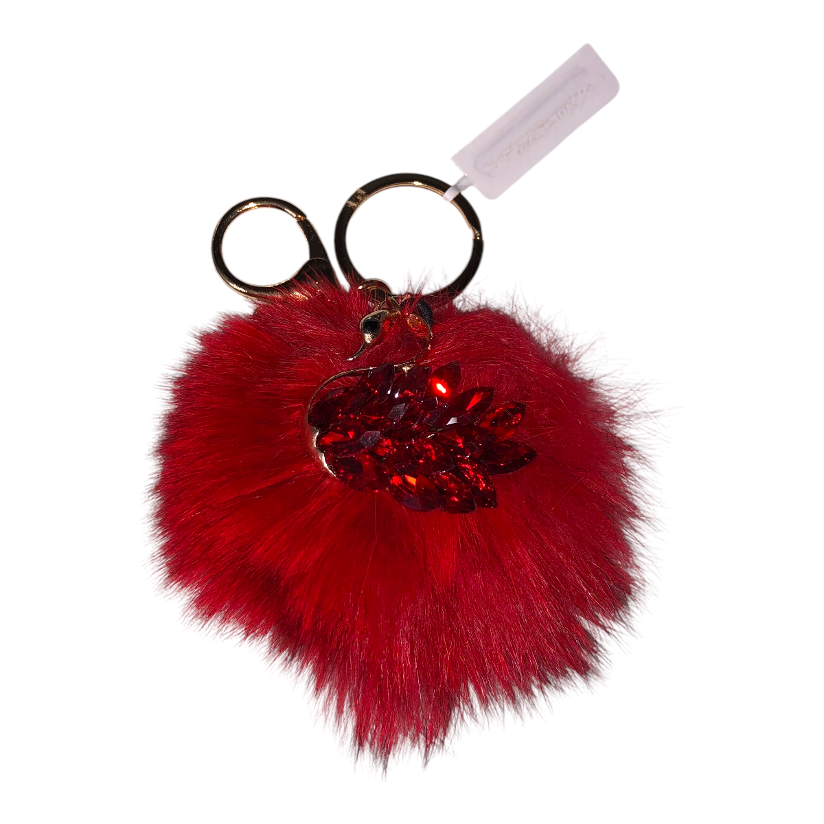 Llavero Pompón Con Cisne Color Rojo