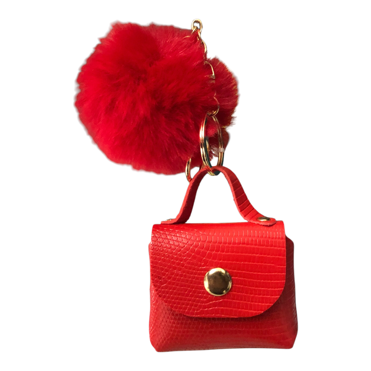 Foto 2 | Llavero Bolsita Con Pompón Efecto Serpiente Color Rojo
